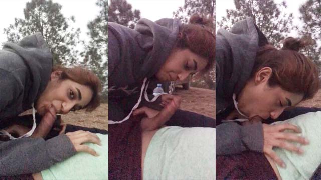 Paki Beauty Giving Blowjob to BF in Morning in Outdoor