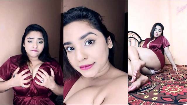 Aliya Ghosh in Housecoat & Panty Teasing on Premium App Live Deep Cleavage with Nipple Pokies, Navel & Thigh Show