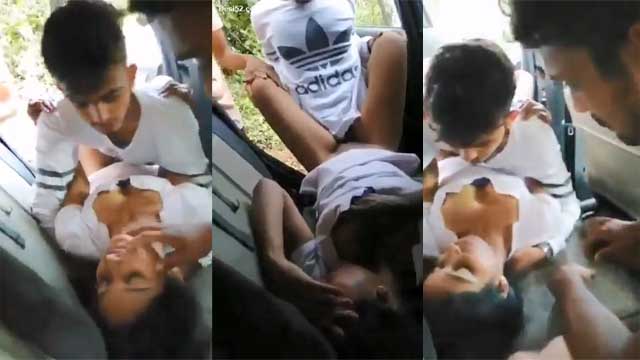 High School Three Boys and One Girl 4Some MMS Laked in Car