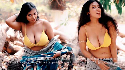 Roohi Flaunting Deep Cleavage & Dark Armpits in Outdoor Saree Shoot – Naari Magazine Originals