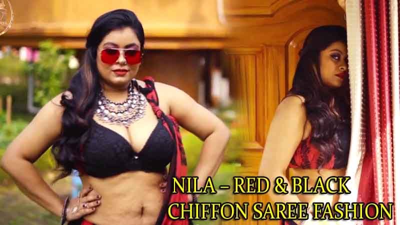 NILA – RED & BLACK CHIFFON SAREE FASHION