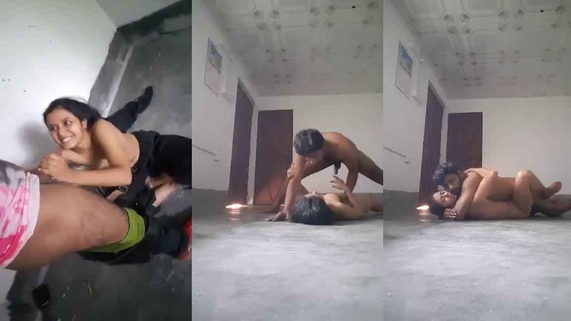 Beautiful Desi Girl Sucking BF Dick Fucking in Construction House On Floor