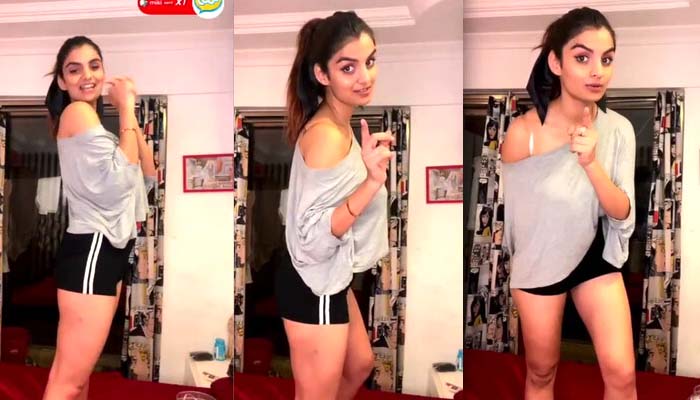 Anveshi Jain in Black Shorts Showing Thighs on App Live