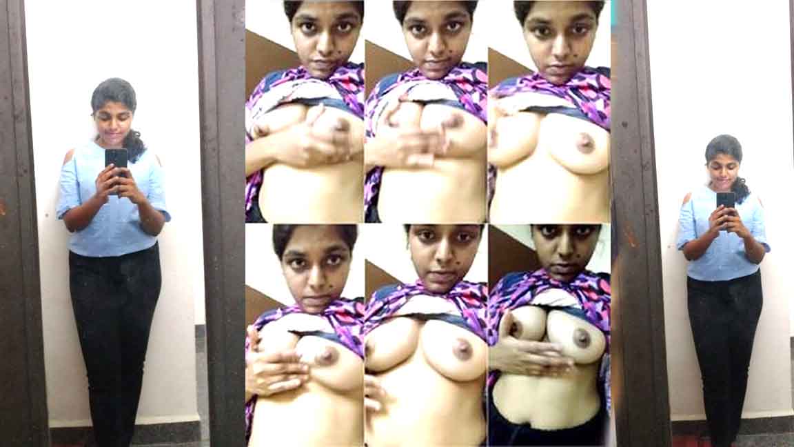 Desi girl pressing big boobs
