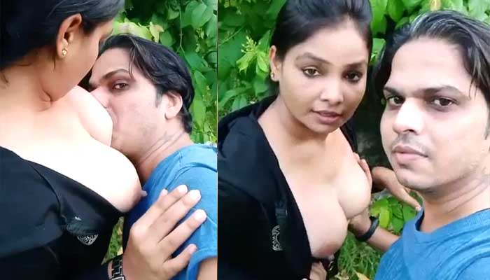 Lover outdoor boobs sucking and smooching