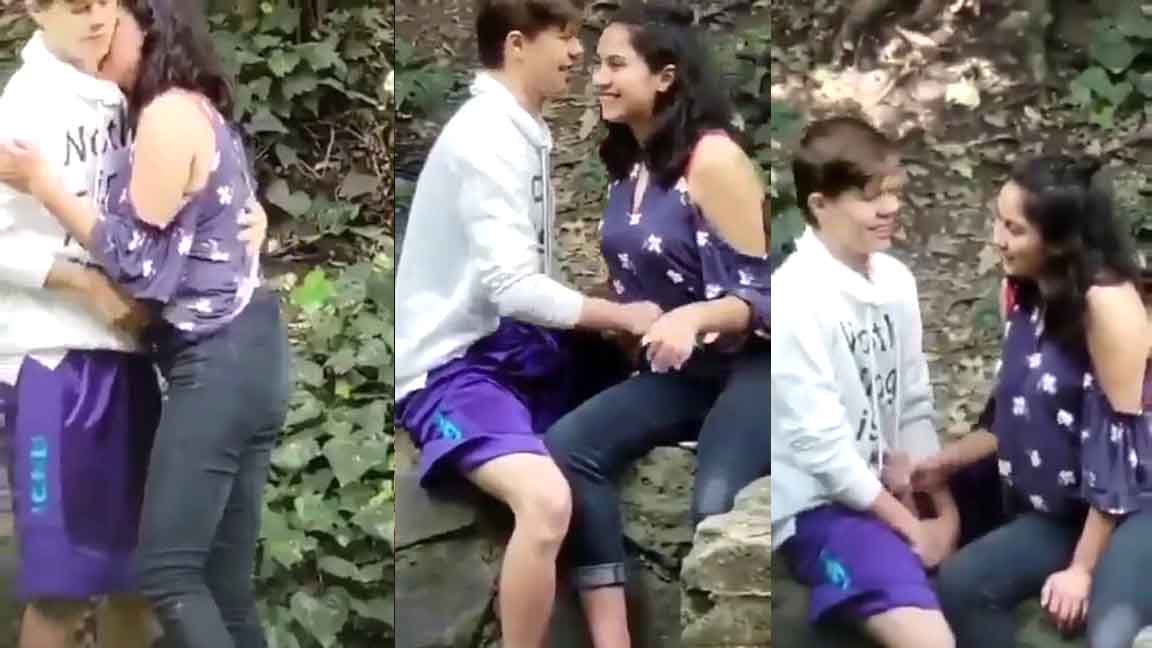 Indian Girl Pressing Her Boyfriend Dick In Jungle