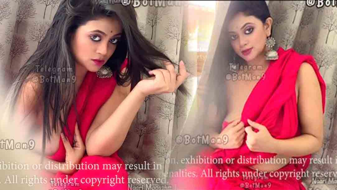 Gouri Topless and Showing Side Boobs in Red Saree ~ Naari Magazine Shoot